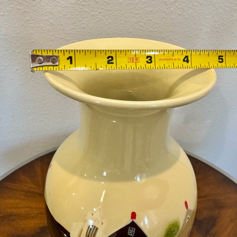 Vintage Hand-Painted Ceramic Vase with Folk Art Design 12” - Picture 16 of 16